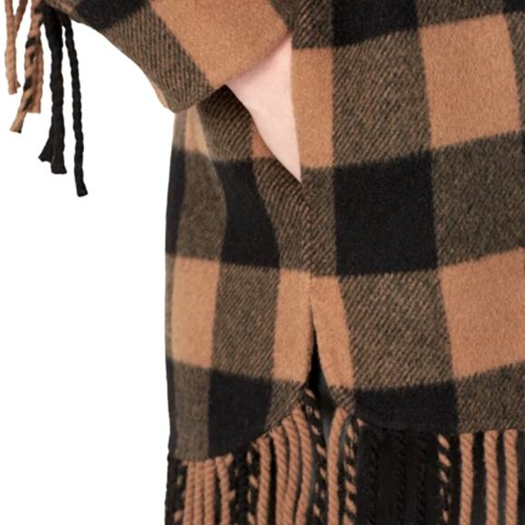 $640 SANDRO Feny Coat Jacket Shacket barn coat plaid FR 38 / US medium - Picture 7 of 15